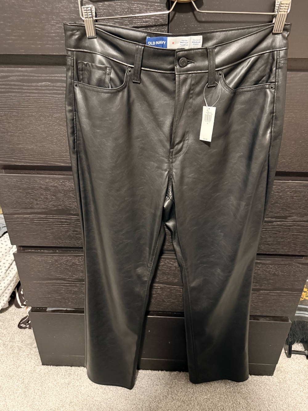 Old Navy Black Faux-Leather Ankle Jeans